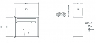 RENZ Briefkastenanlage Aufputz RS2000 Kastenformat 370x330x145mm, 1-teilig, Renz Nummer 10-0-35918